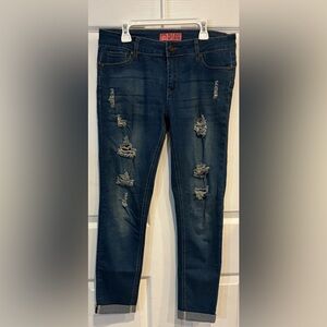 Wax Jean Dark Blue Distressed Skinny Jeans
